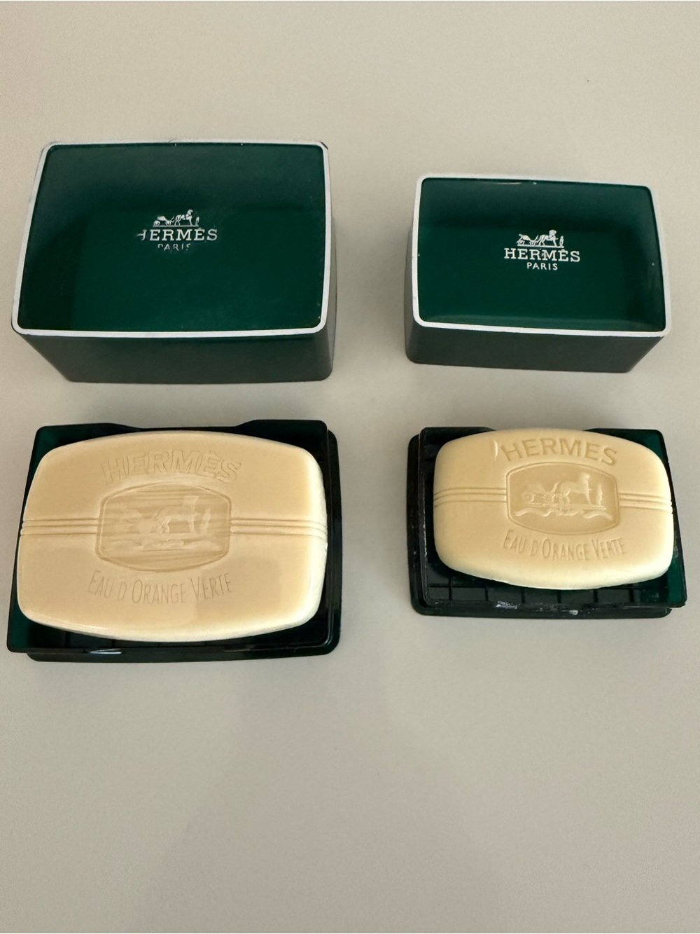 Hermès Green & Cream Eau d’Orange Verte Soap Set
